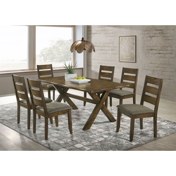 Coaster Alston 7-Piece Rectangular Dining Table Set, Knotty Nutmeg