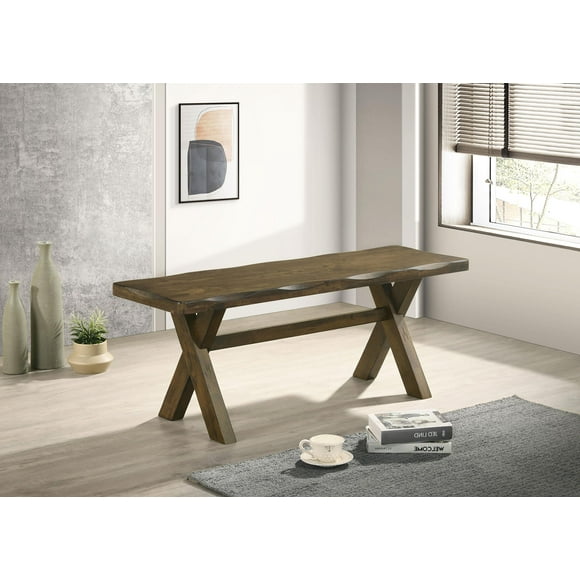 Coaster Alston Farmhouse X-based Wood Dining Bench Knotty Nutmeg