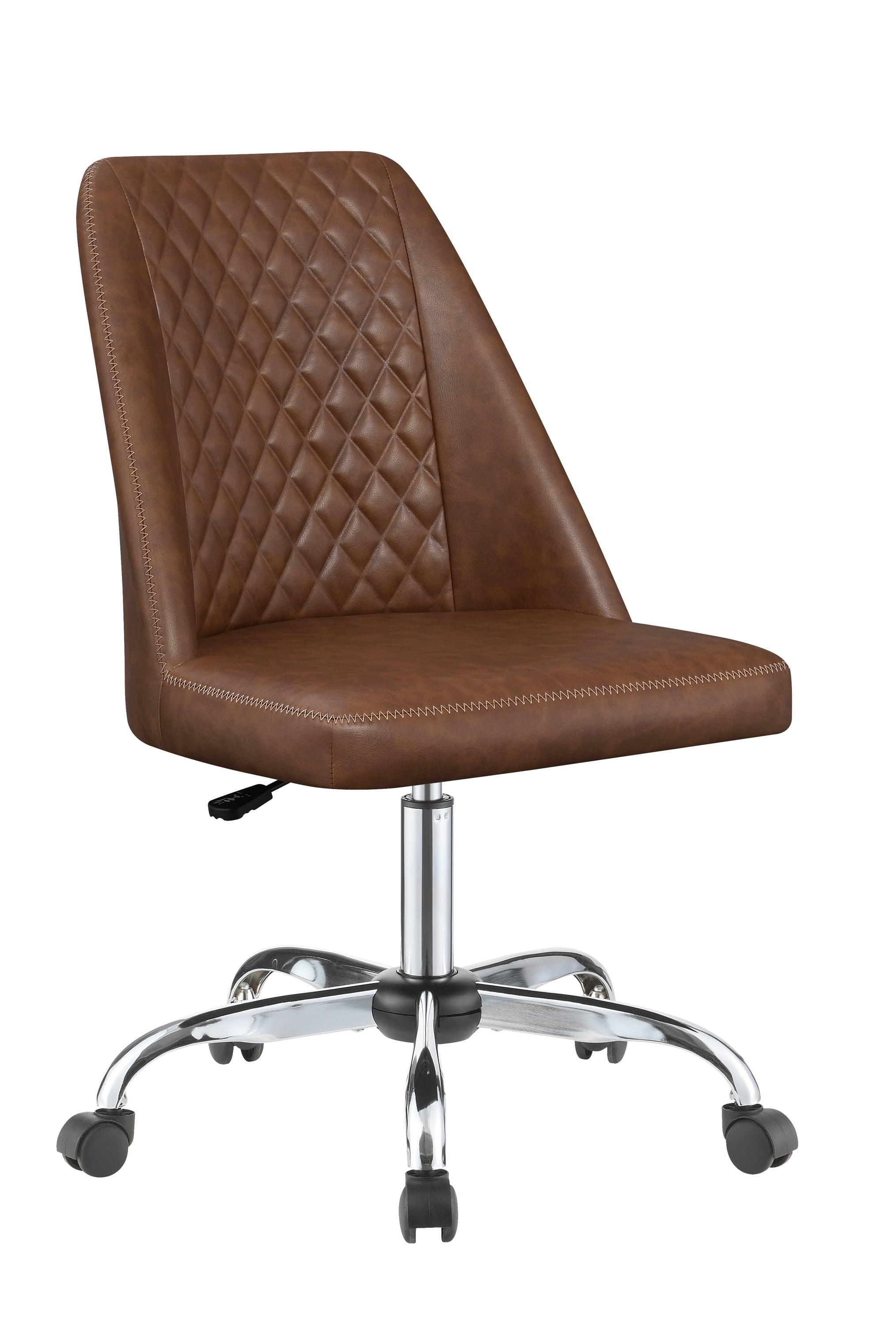 Althea Dark Brown Leatherette Tufted Back Office Chair with Chrome Base