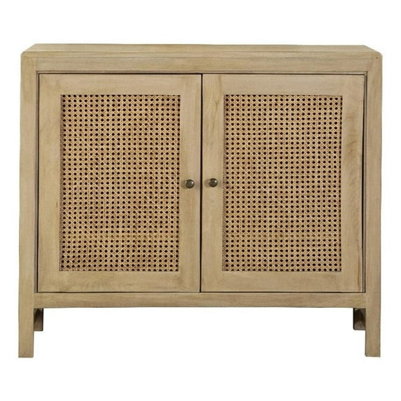 Zamora 2-door Wood Accent Cabinet with Woven Cane Natural