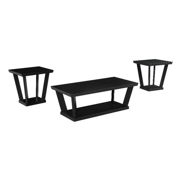 Coaster Aminta 3-Piece Wood Occasional Coffee Table Set with Shelves in Black