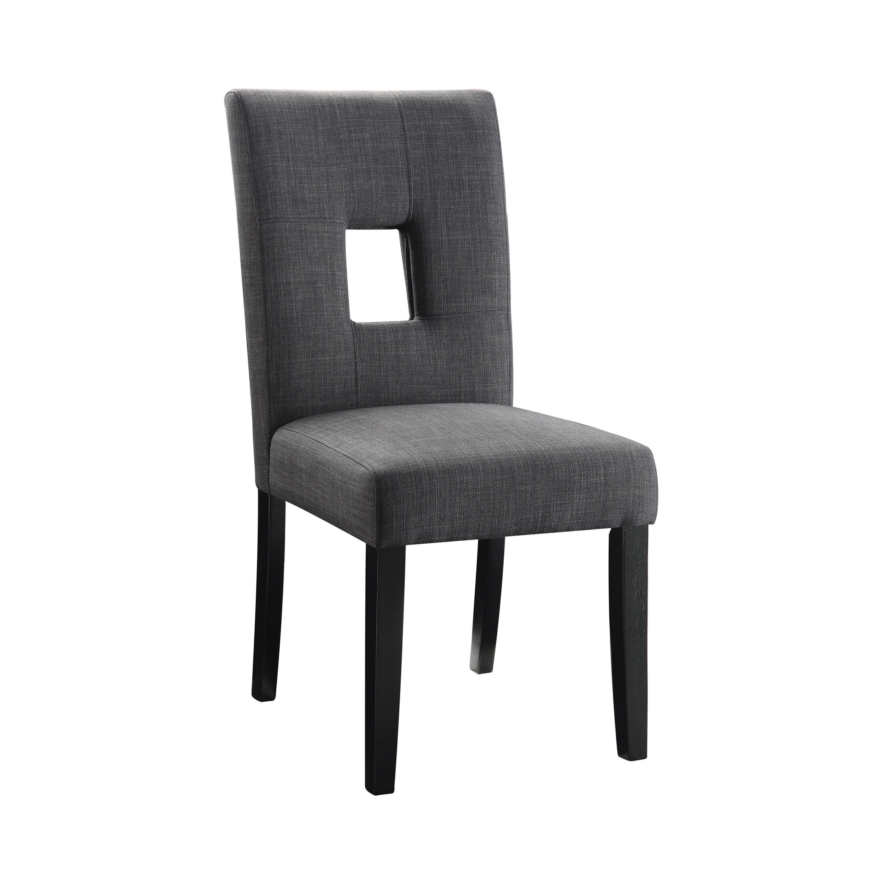 Gray and Black Upholstered Wood Side Chair with Cutout Back