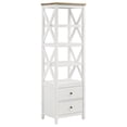 thumbnail image 1 of Hollis 4-shelf Wood Media Tower with Drawers Brown and White, 1 of 12