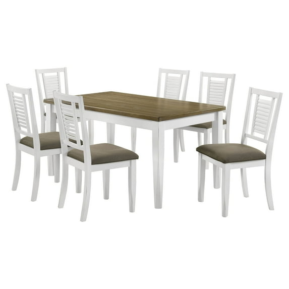 Coaster Appleton 7-Piece Rectangular Wood Dining Set in Distressed White
