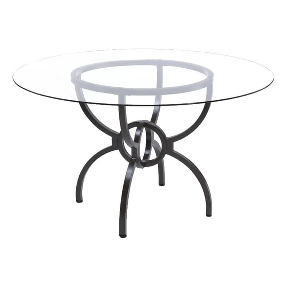 Coaster Aviano Round 48-Inch Glass Top Metal Dining Table, Gunmetal