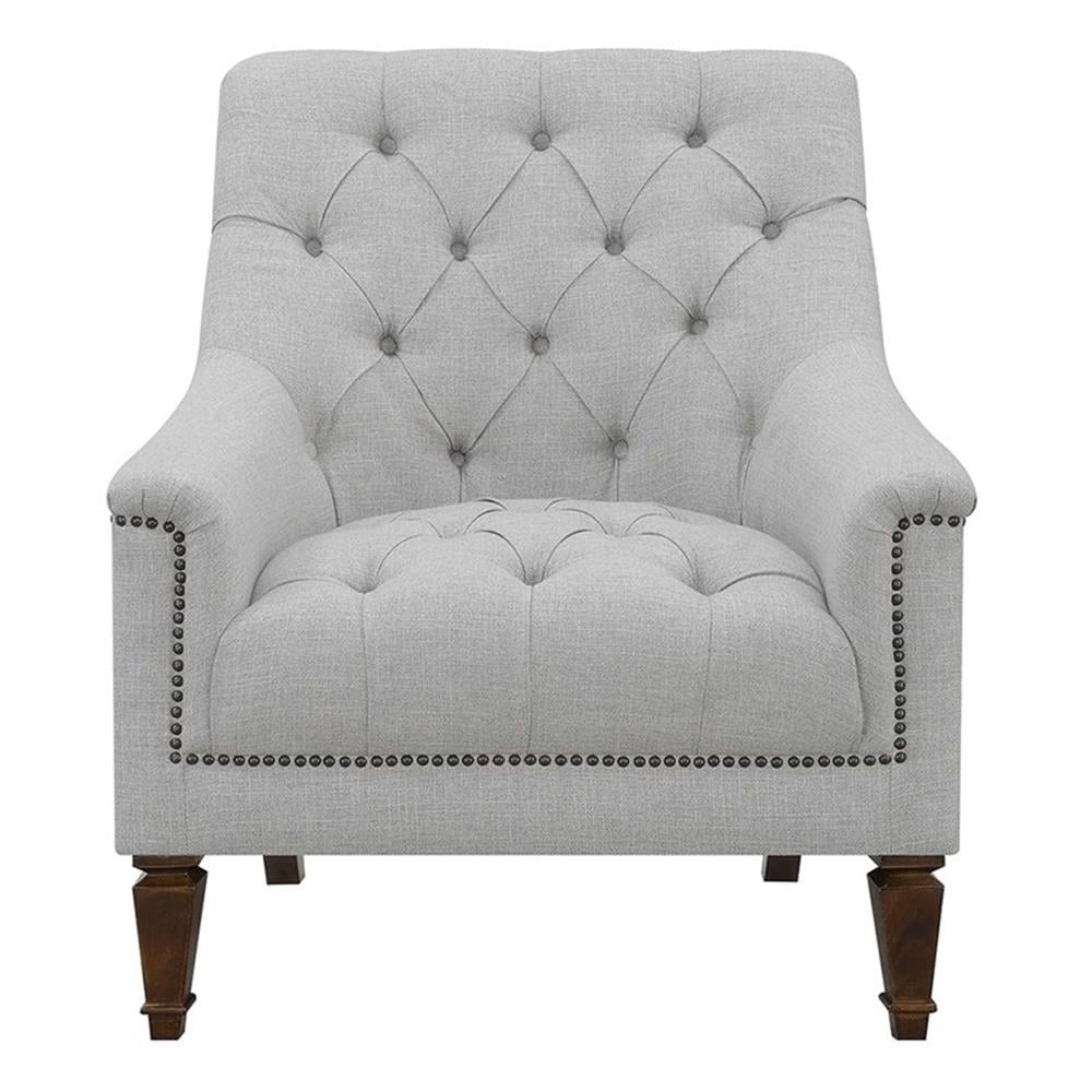 Elegant Avonlea Transitional Velvet Accent Chair in Beige