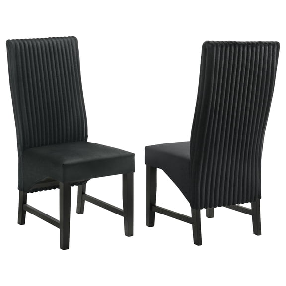 Coaster Barrand Channel-Back Upholstered Dining Side Chair, Black (Set of 2)