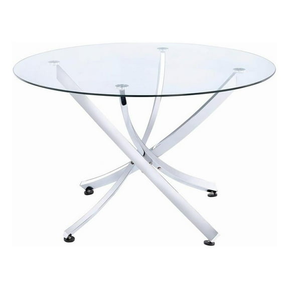 Beckham Round Dining Table Chrome and Clear