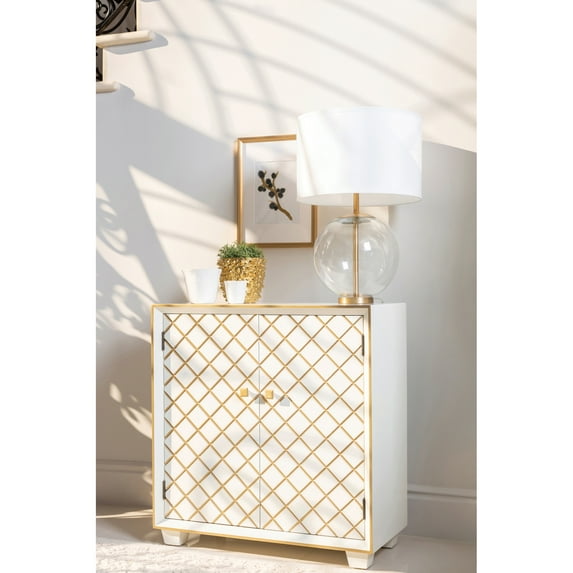 Coaster Belinda 2-door Modern Wood Accent Cabinet White and Gold