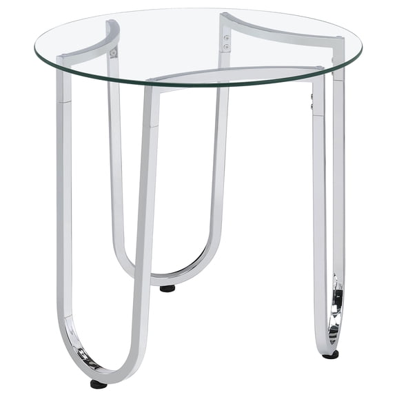 Coaster Beller Round Tempered Glass Top End Side Table, Chrome