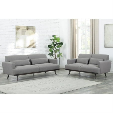Blake 2-piece Upholstered Living Room Set with Track Arms Sharkskin and Dark Brown
