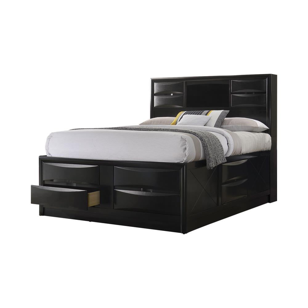 Briana Black King Wood Frame Storage Bed with Drawers