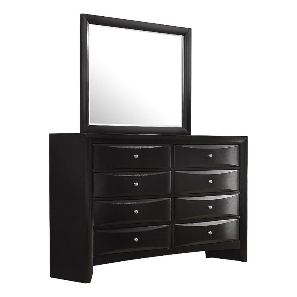 Black Vertical 8-Drawer Dresser with Mirror and Felt Lined Drawer