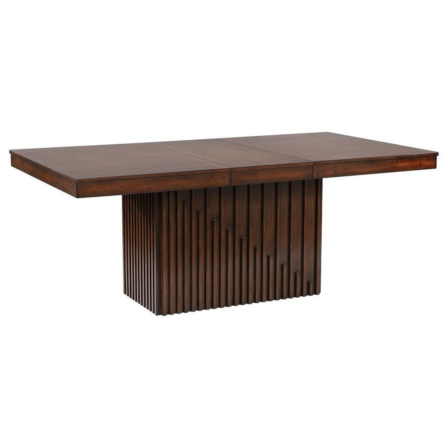Mango Oak Rectangular Extendable Dining Table with Fluted Base
