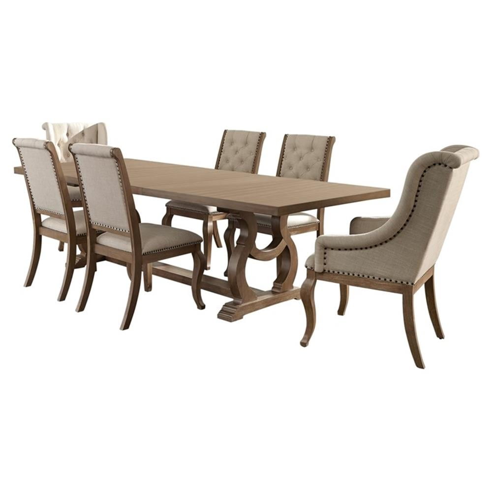 Coaster Brockway 7-piece Rectangular Trestle Wood Dining Set Barley Brown