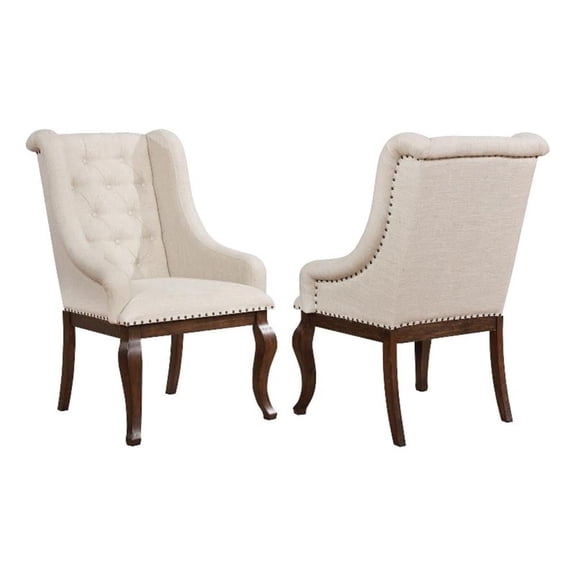 Brockway Tufted Dining Arm Chairs Cream and Antique Java (Set of 2)