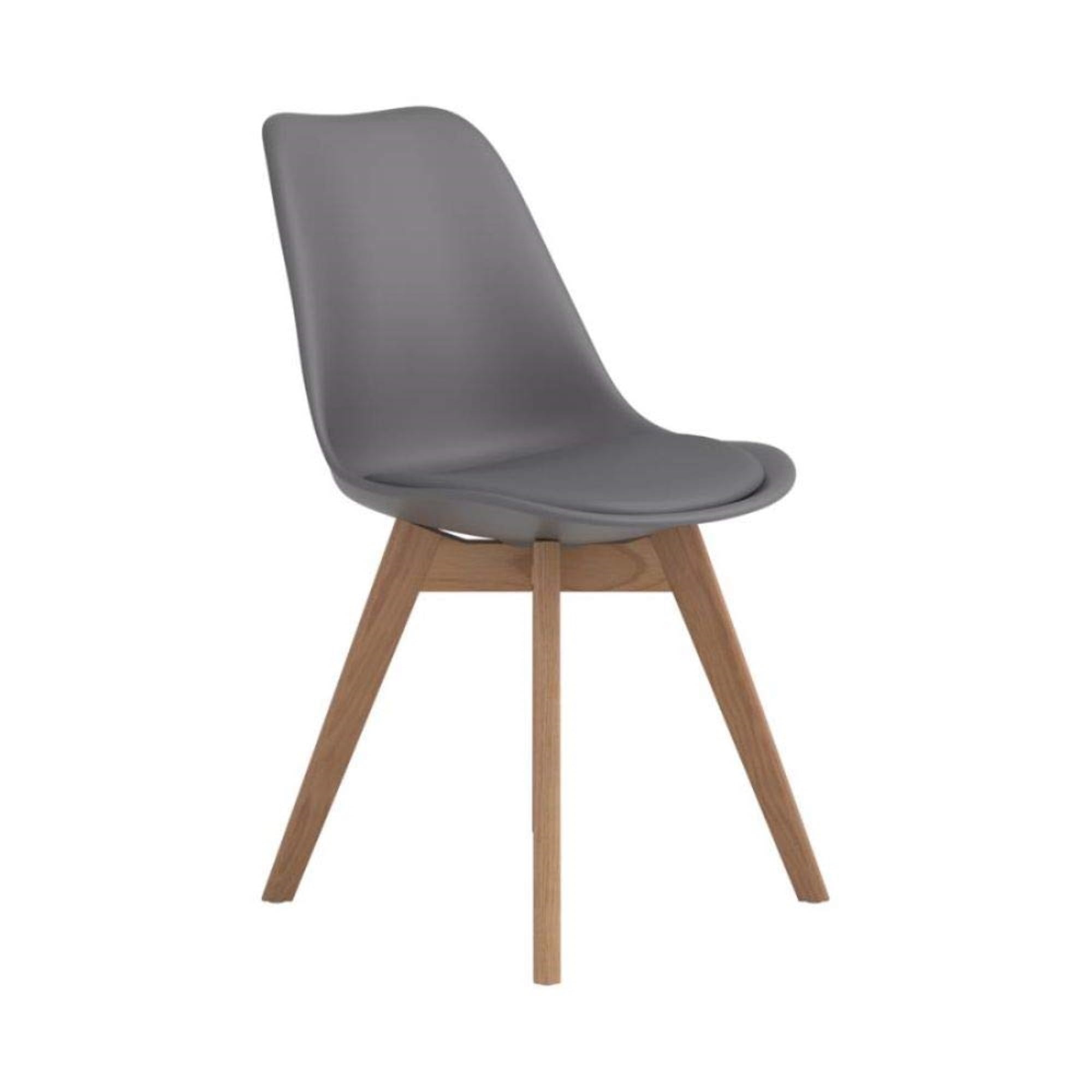 Transitional Gray Faux Leather Upholstered Side Chair with Oak Legs