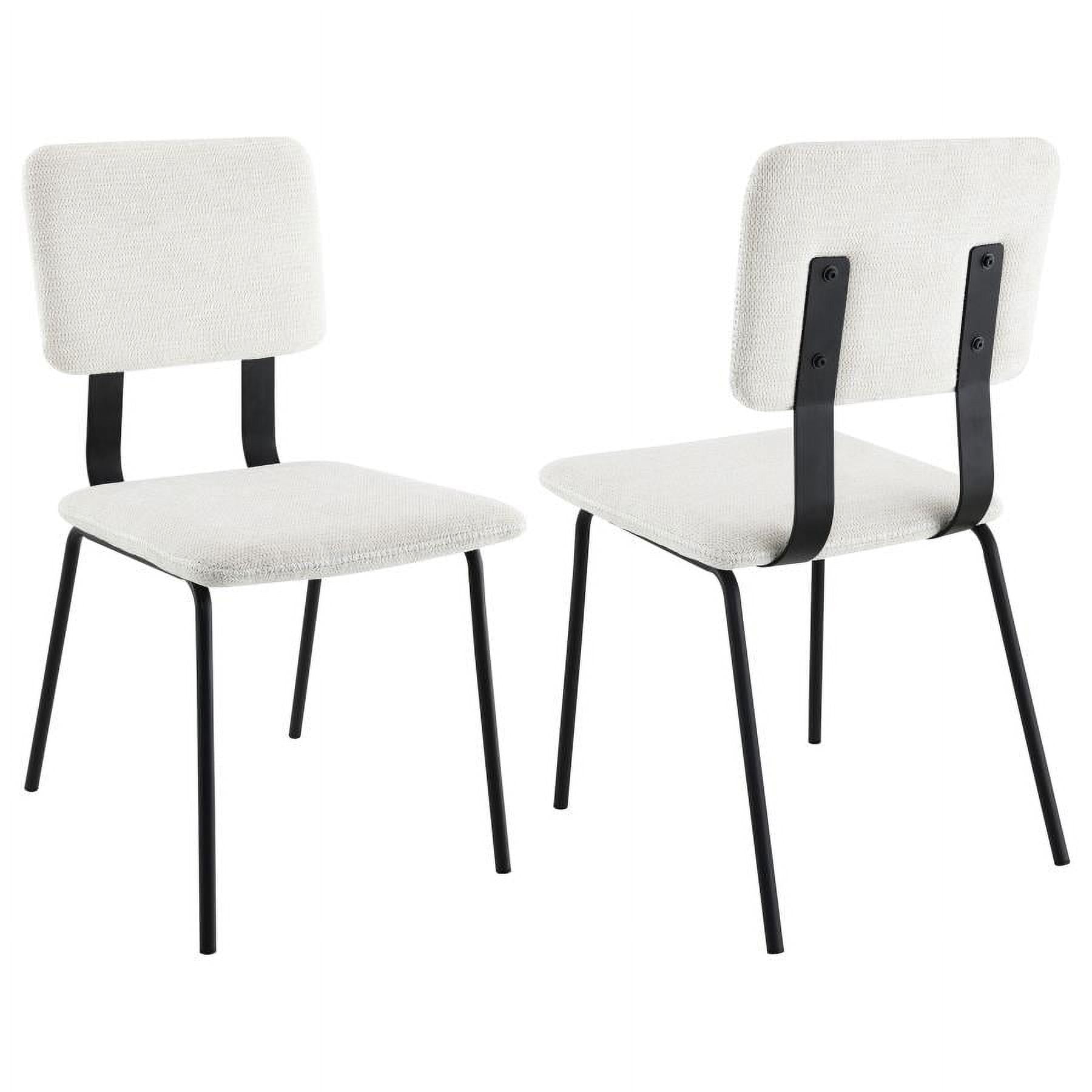 Black and White Upholstered Ladderback Side Chair Set with Metal Base