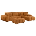 thumbnail image 1 of Coaster Camacho Fabric Upholstered Sectional Sofa with Ottoman Set Orange, 1 of 9