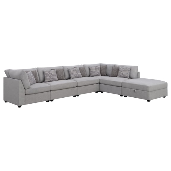 Cambria 6-piece Upholstered Loose Back Modular Sectional Sofa Grey