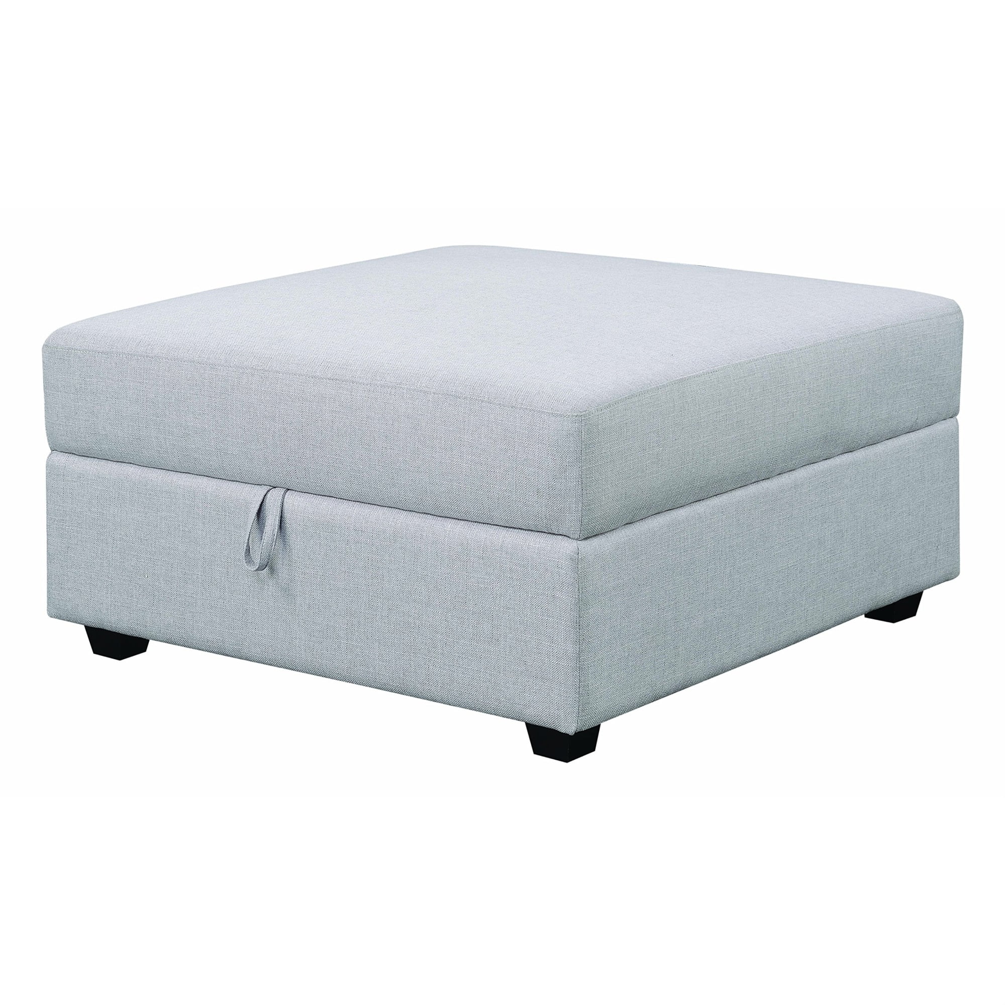 Gray Fabric Upholstered Square Storage Ottoman with Hidden Compartment