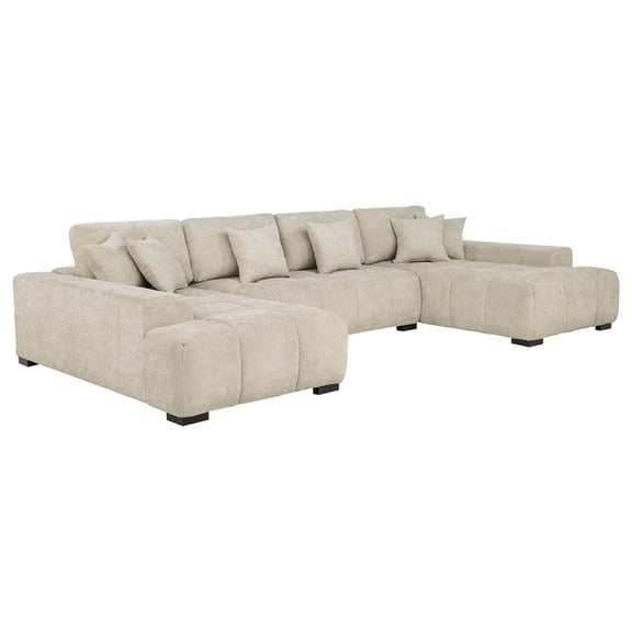 Coaster Cannella U-Shaped Fabric Upholstered Sectional Sofa in Beige