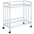 thumbnail image 1 of Cara 2-tier Rectangular Glass Shelf Metal Bar Cart Chrome, 1 of 9