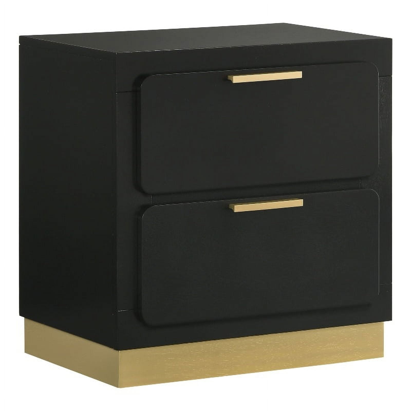 Black and Gold 2-Drawer Modern Nightstand