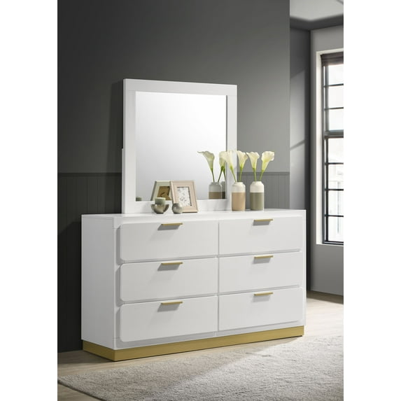 Caraway 6-drawer Dresser with Mirror White
