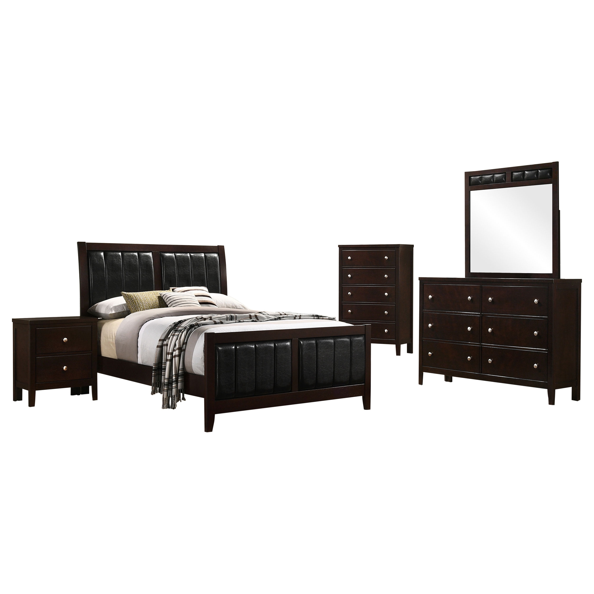 Carlton Full Size 5-Piece Bedroom Furniture Suite with Bed, Dresser in ...