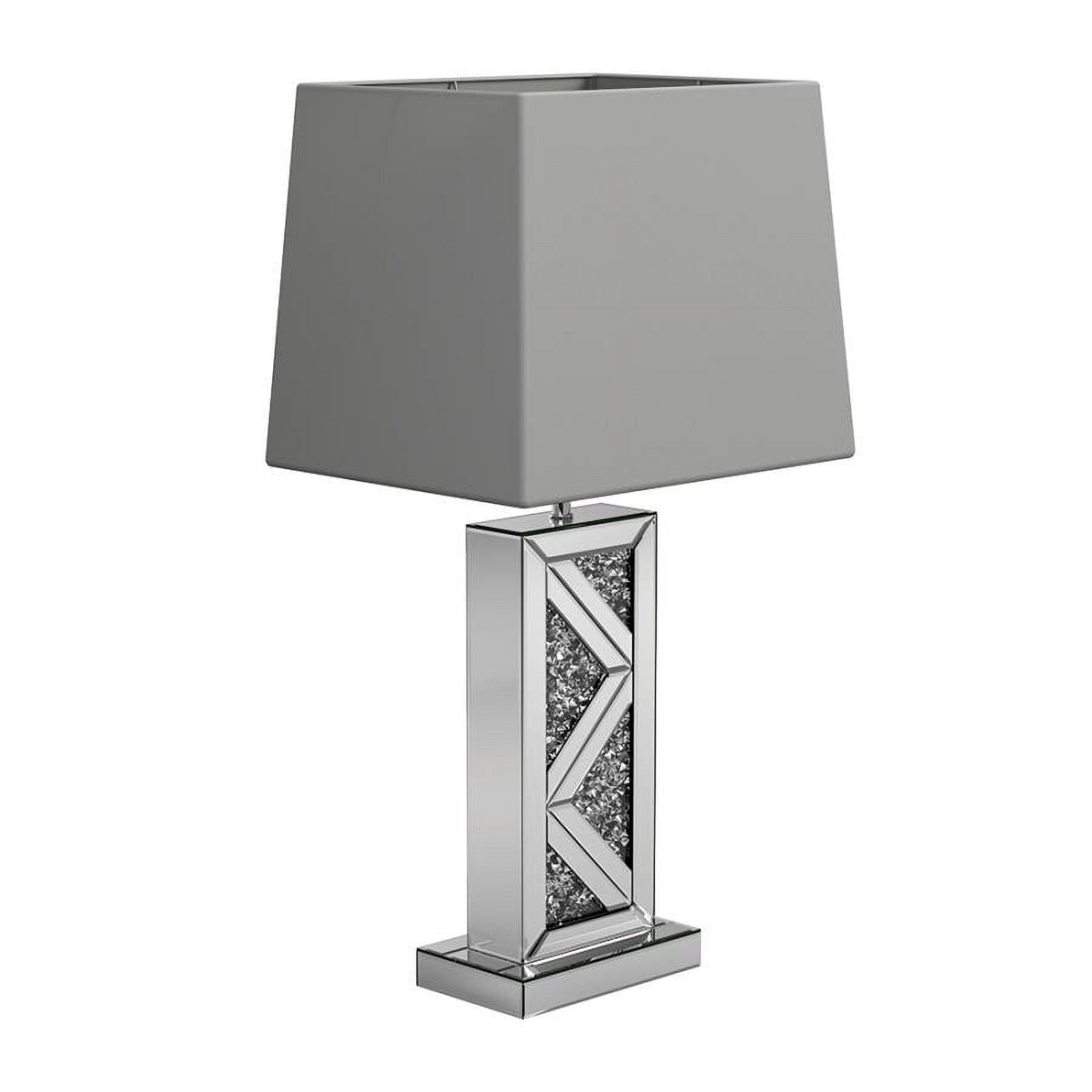 Silver Geometric Base Table Lamp with Square Shade