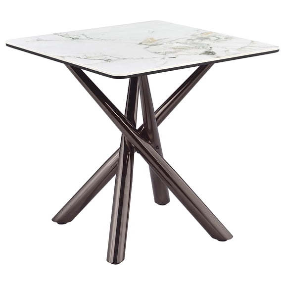 Carvell Square Sintered Stone End Side Table Mirage White