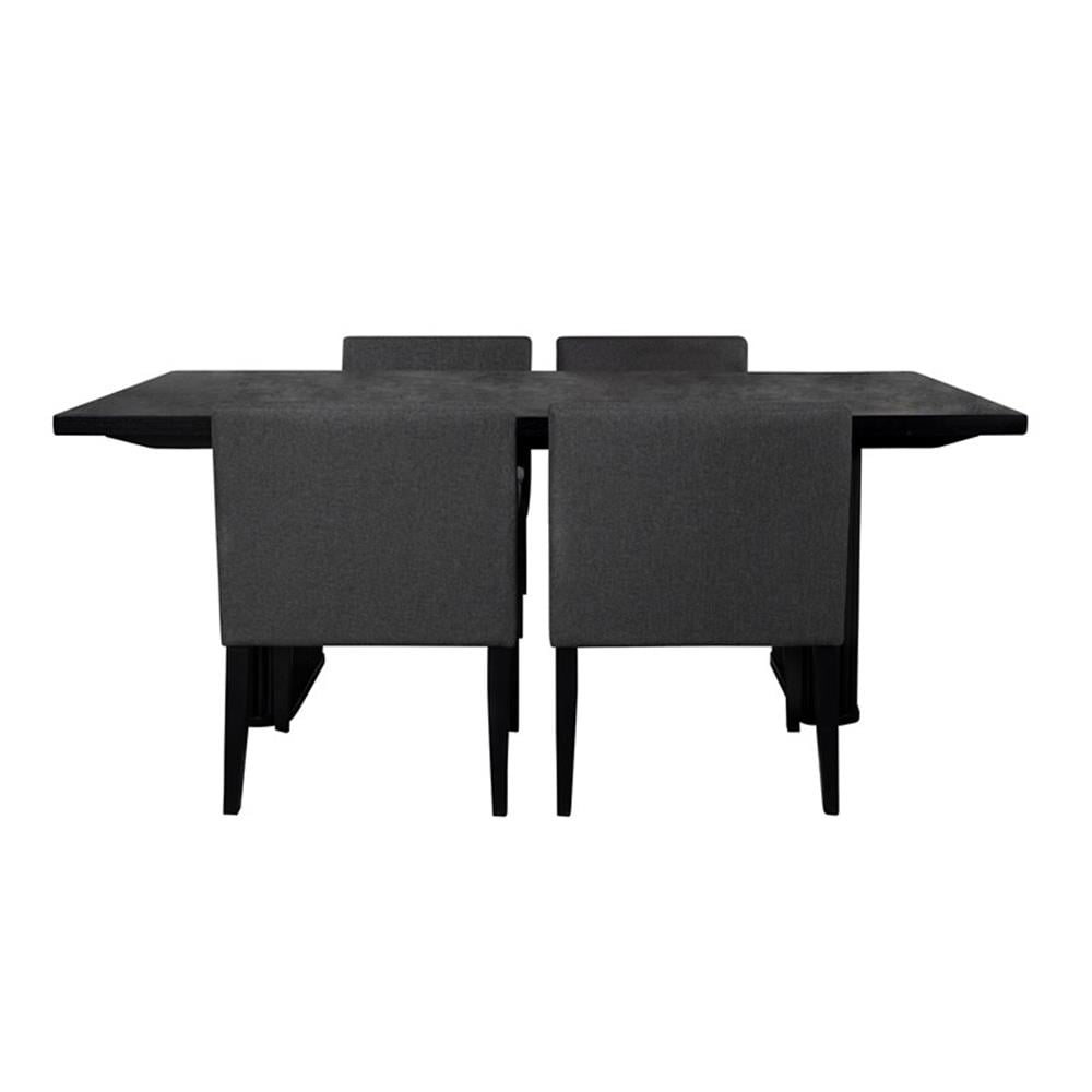 Charcoal Gray and Black Oak Veneer Double Pedestal Dining Set