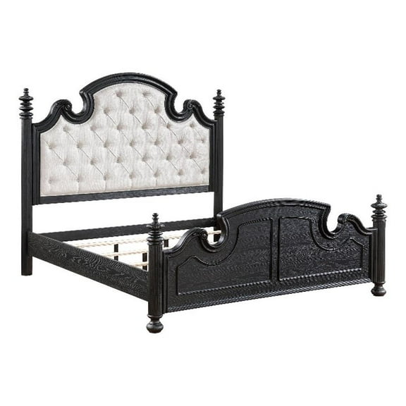 Coaster Celina Wood Queen Bed with Upholstered Headboard Black and Beige