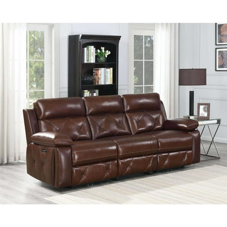 Coaster Chester Leather Power Seat and Power Headrest Sofa in Chocolate
