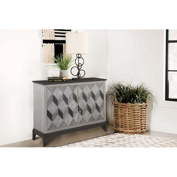 Gilles 2-door Accent Cabinet Brushed Black and Grey