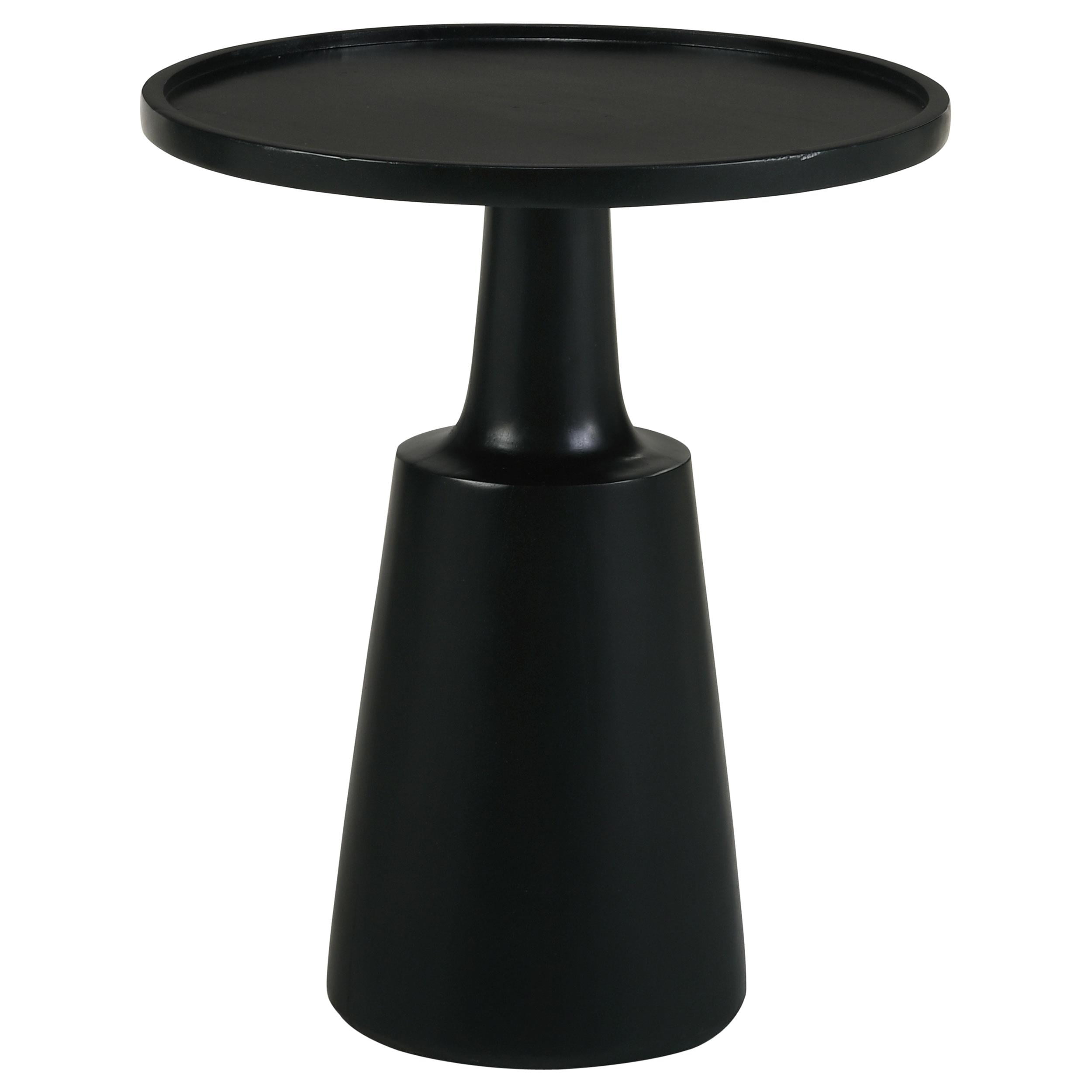 Black Mango Wood Round Accent Table