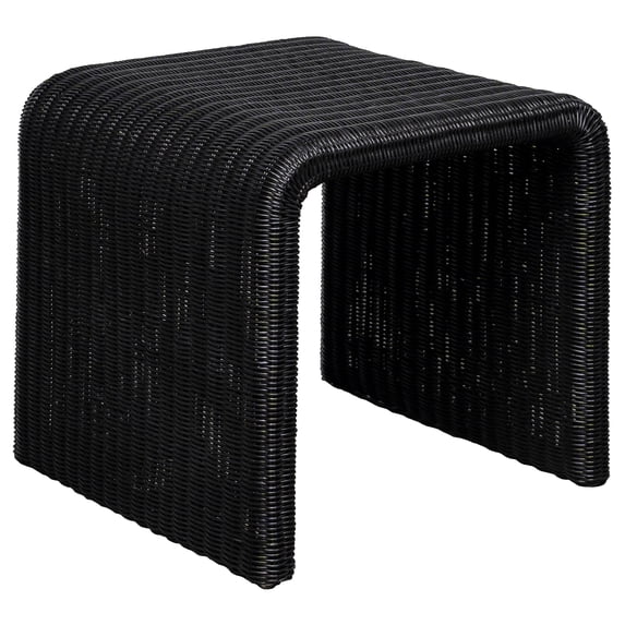 Cahya Square Woven Rattan End Table Black