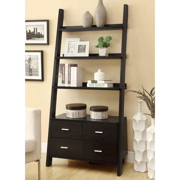 Colella 72-inch 5-shelf Storage Ladder Bookshelf Cappuccino