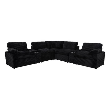 Coaster Collins 7-piece Fabric Modular Power Reclining Sectional in Black