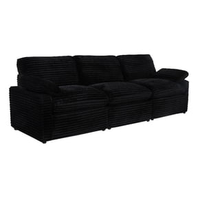 Coaster Collins Modular Upholstery Fabric Corduroy Power Sofa in Black