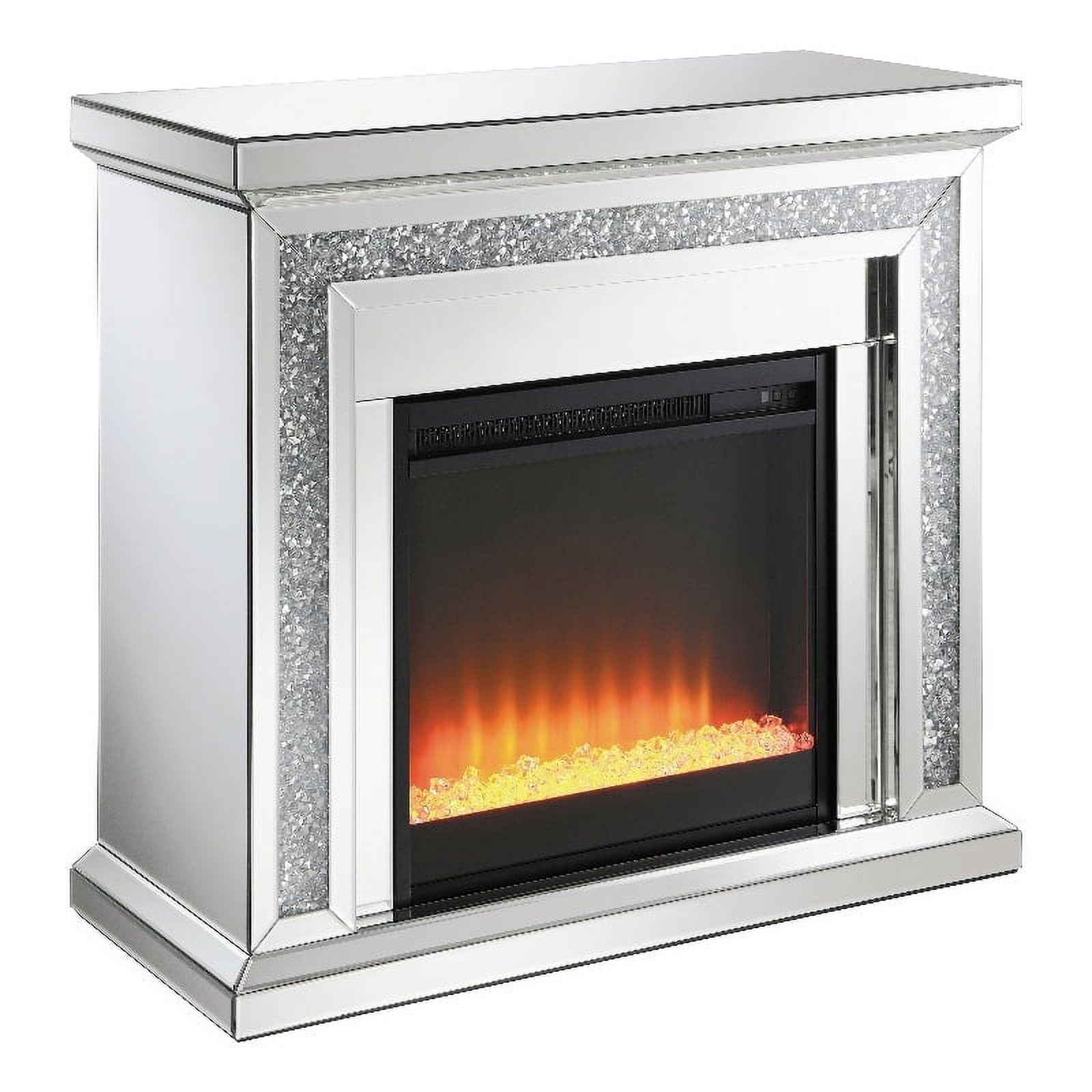 Lorelai Mirrored Electric Fireplace with Crushed Crystals