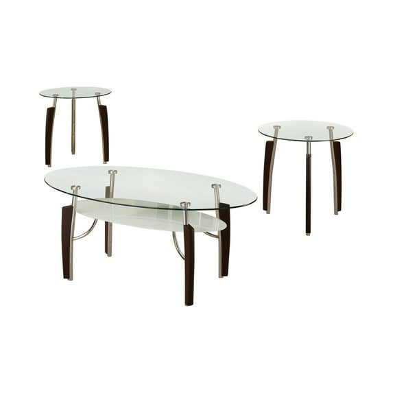Coaster Company 3-Pcs Contemporary Occasional Table Set, Coffee Table and End Tables, Espresso/Gray