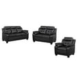 thumbnail image 1 of Coaster Company 3 Piece Contemporary Faux Leather Living Room Set Black, 1 of 5