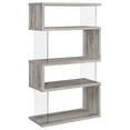thumbnail image 1 of Emelle 63-inch 4-shelf Glass Panel Bookshelf Grey Driftwood, 1 of 11