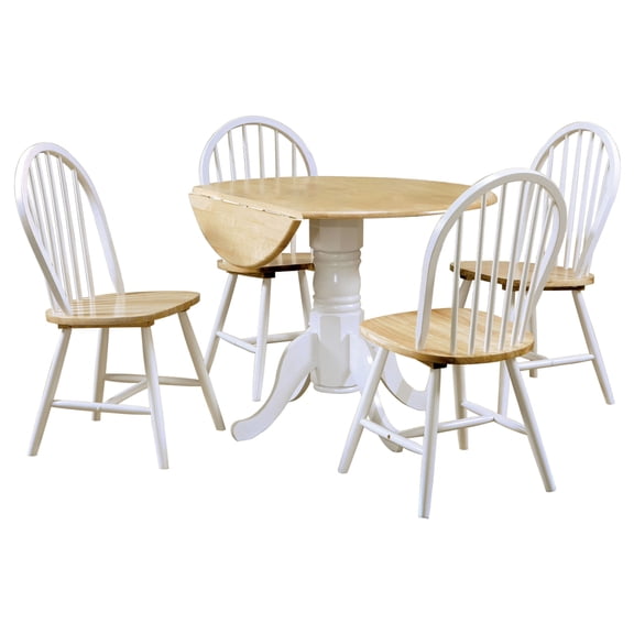 Allison 5-piece Round Drop Leaf Dining Table Set White