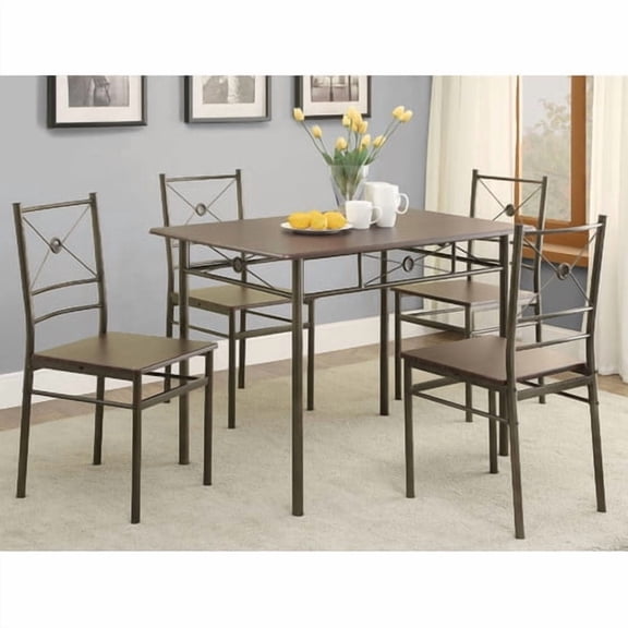 Coaster Company 5pc Metal and Wood Dinette in Dark Bronze Finish