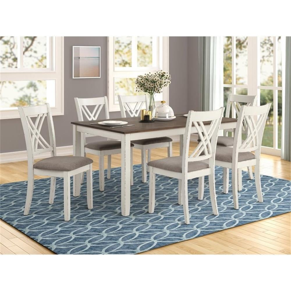 Fortress Farmhouse 7-Piece Dining Set with Six Chairs and Rectangular ...