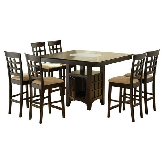Coaster Company 7 Piece Contemporary Wood Storage Dining Table with Chair Cappuccino