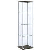 Bellatrix 4-shelf Clear Glass Curio Cabinet Cappuccino